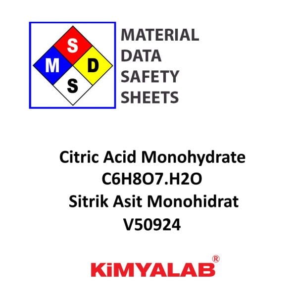 Kimyalab Sitrik Asit Monohidrat MSDS Belgesi - Citric Acid Monohydrate
