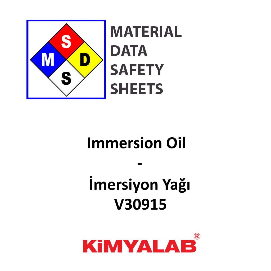 Kimyalab İmersiyon Yağ MSDS Belgesi - Immersion Oil