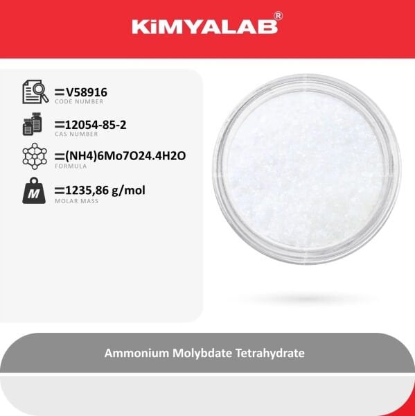 Kimyalab Amonyum Heptamolibdat - Ammonium Molybdate Tetrahydrate - 5 Kg-HDPE Varil