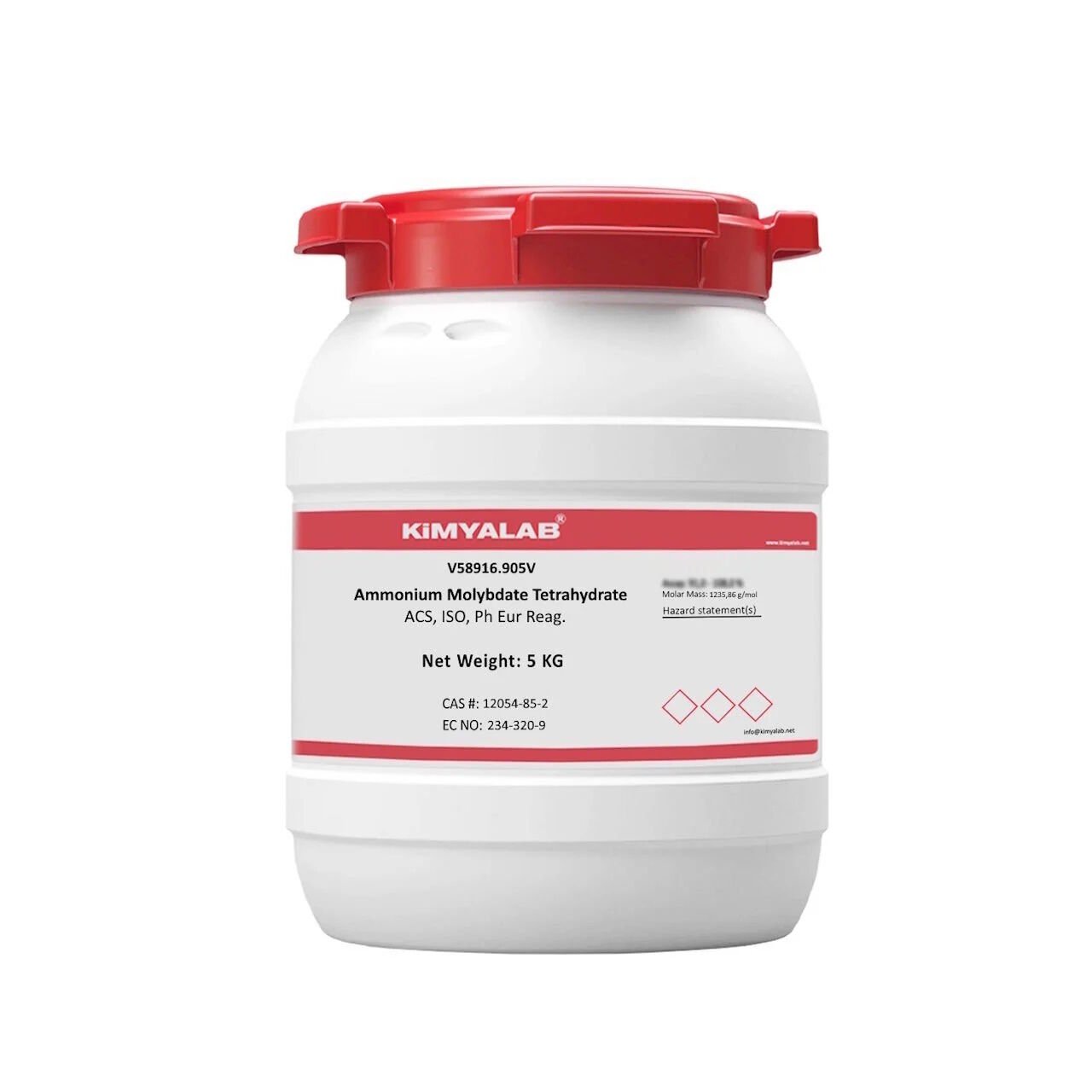 Kimyalab Amonyum Heptamolibdat - Ammonium Molybdate Tetrahydrate - 5 Kg-HDPE Varil