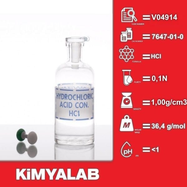 Kimyalab Hidroklorik Asit Çözeltisi 0,1N - Hydrochloric Acid HCL 0,1N