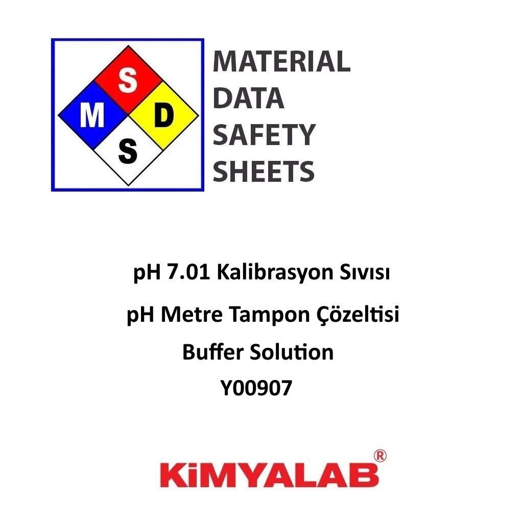Kimyalab pH 7.01 Kalibrasyon Sıvısı - pH Metre Tampon Çözeltisi MSDS- Buffer Solution