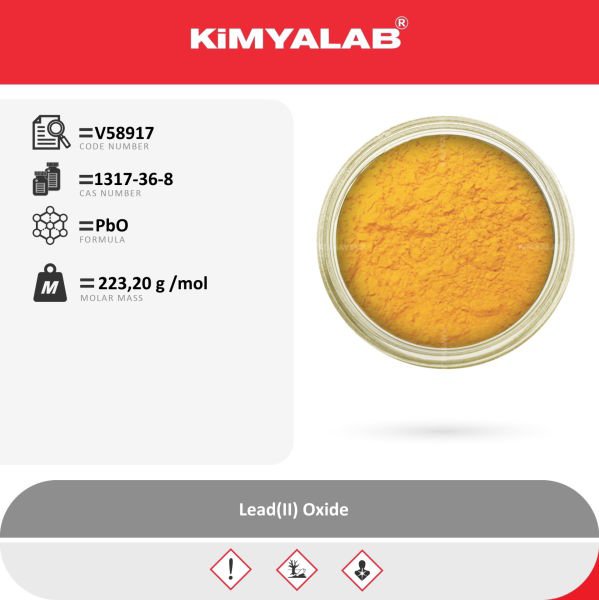 Kimyalab Kurşun Oksit Mürdesenk 1 Kg - Lead II Oxide - PbO %99,5 - Extra Pure - Sarı