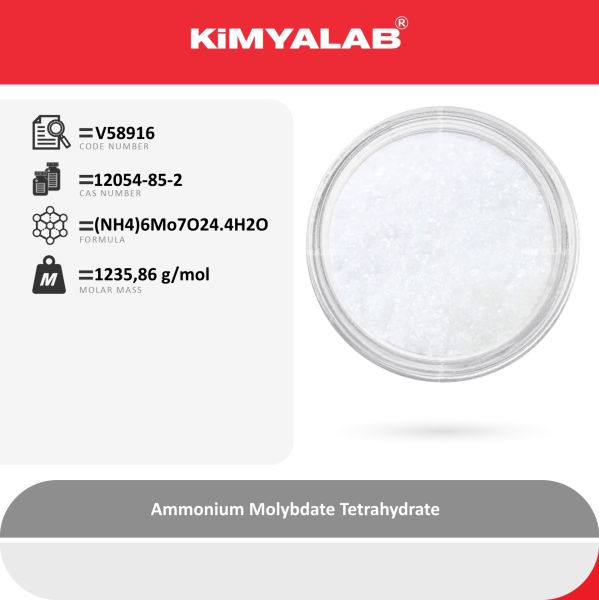 Kimyalab Amonyum Heptamolibdat 500g - Ammonium Molybdate Tetrahydrate - Ammonium Molybdate AR