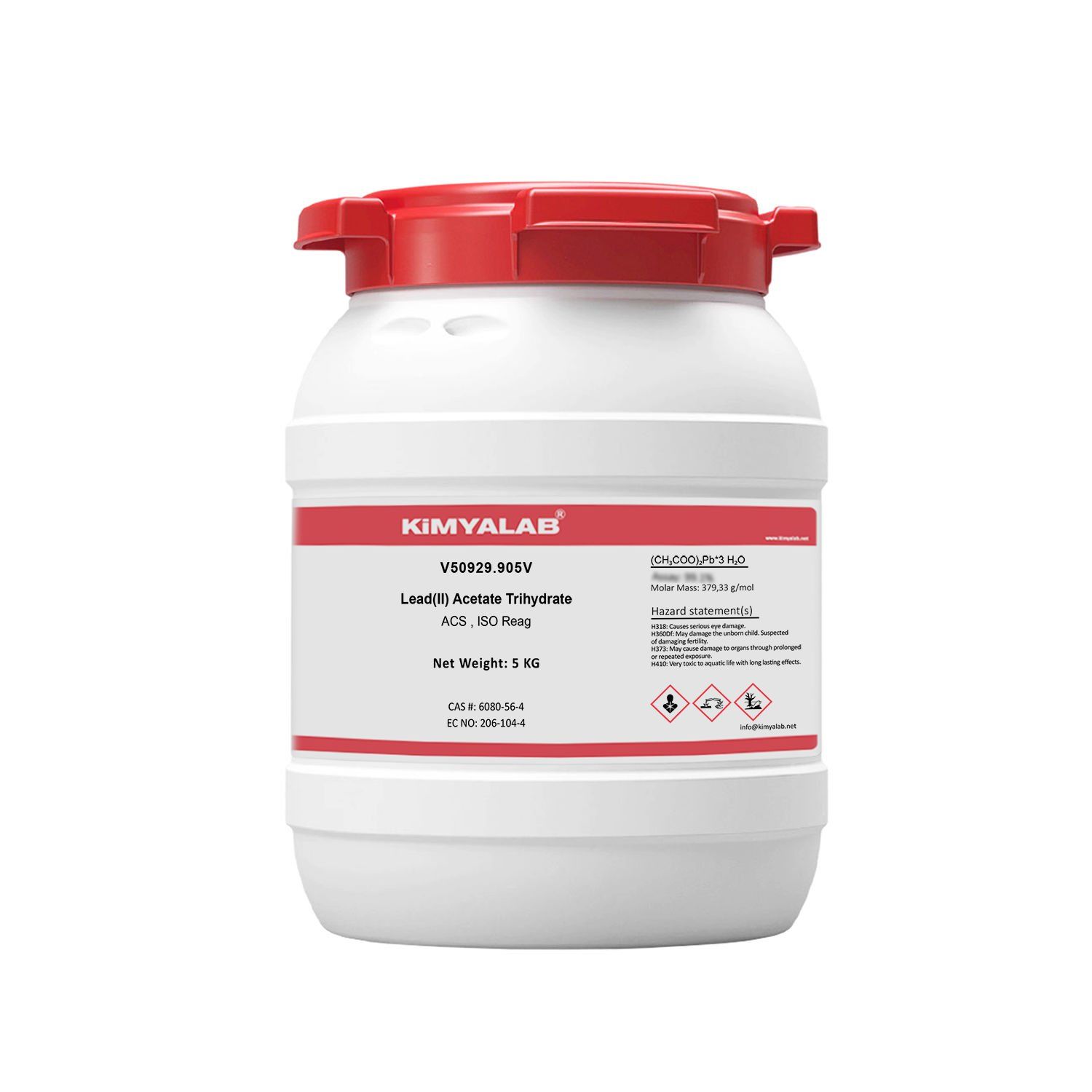 Kimyalab Kurşun Asetat Trihidrat - Lead (II) Acetate Trihydrate - 5 Kg-HDPE Varil