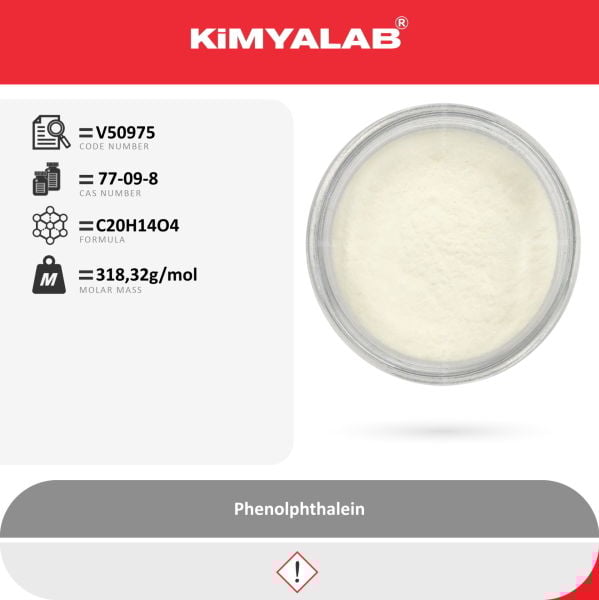 Kimyalab Fenolftalein Toz 50g - Phenolphthalein Indicator - Analytic Grade