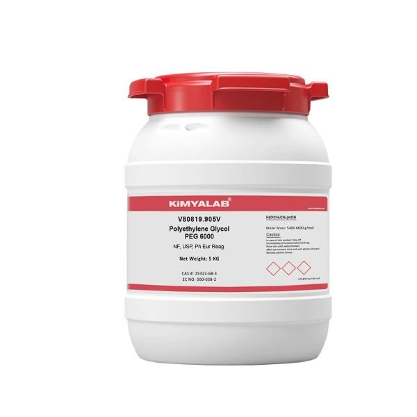 Kimyalab Polietilen Glikol - Payet - Polietilen Glikol 6000 - Polyethylene Glycol PEG 6000 - 5 Kg-HDPE Varil
