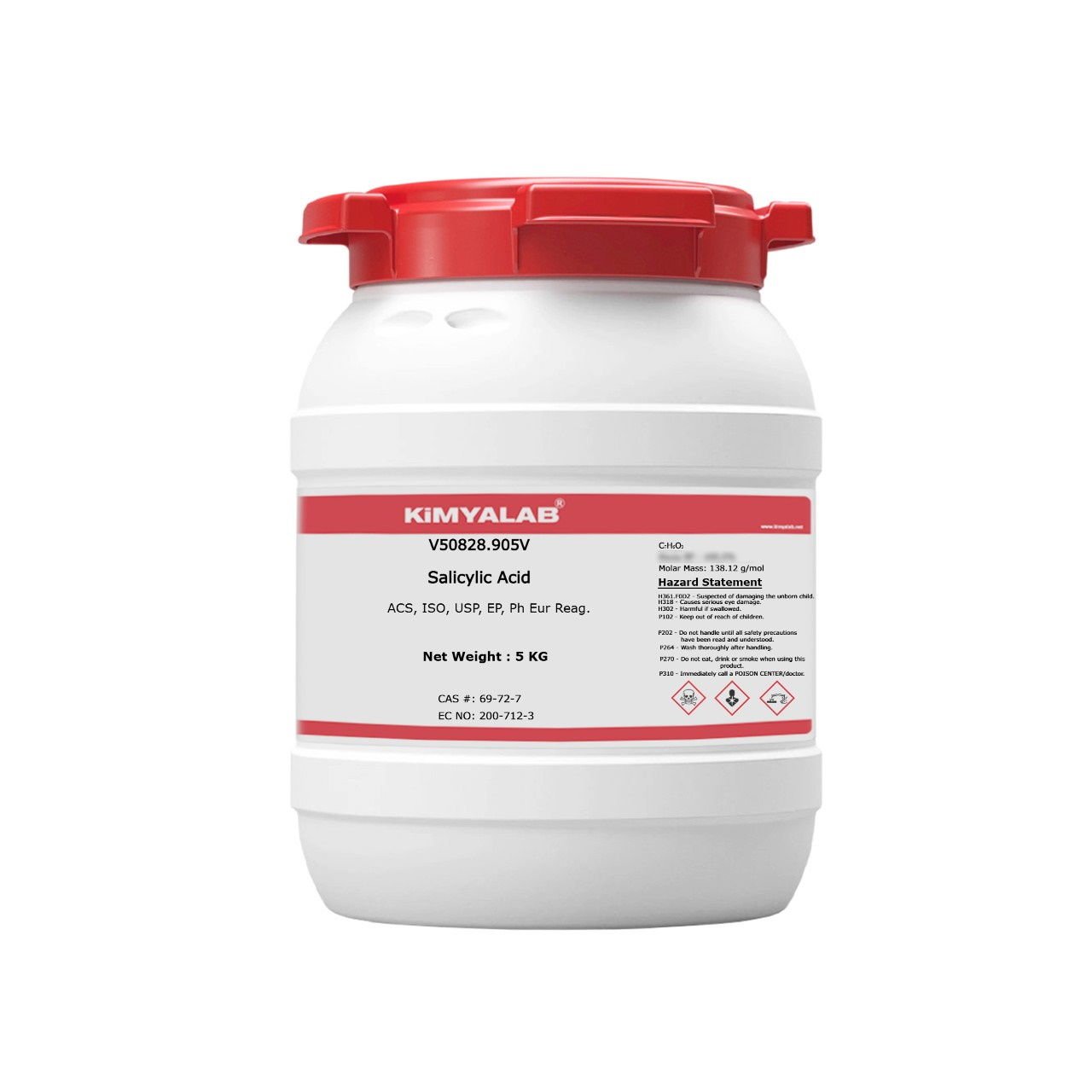 Kimyalab Salisilik Asit - Salicylic Acid USP - 5 Kg-HDPE Varil