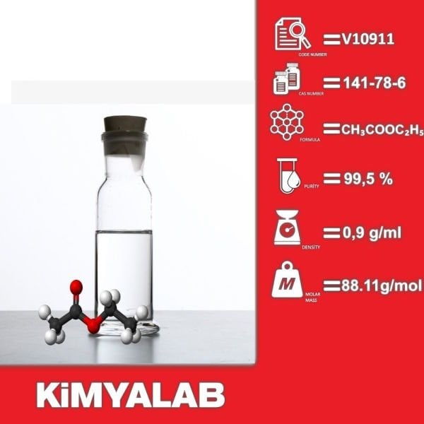 Kimyalab Etil Asetat 2,5L Cam Şişe - Ethyl Acetate %99,5