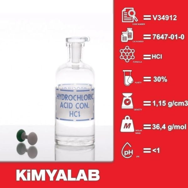 Kimyalab Hidroklorik Asit 30% 500ml - Hydrochloric Acid HCL
