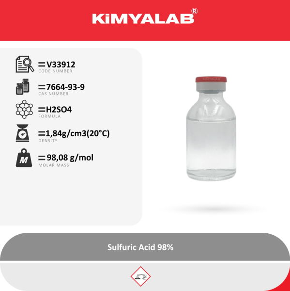 Kimyalab Sülfürik Asit %98 500ml Cam - Sulfuric Acid Extra Pure H2SO4